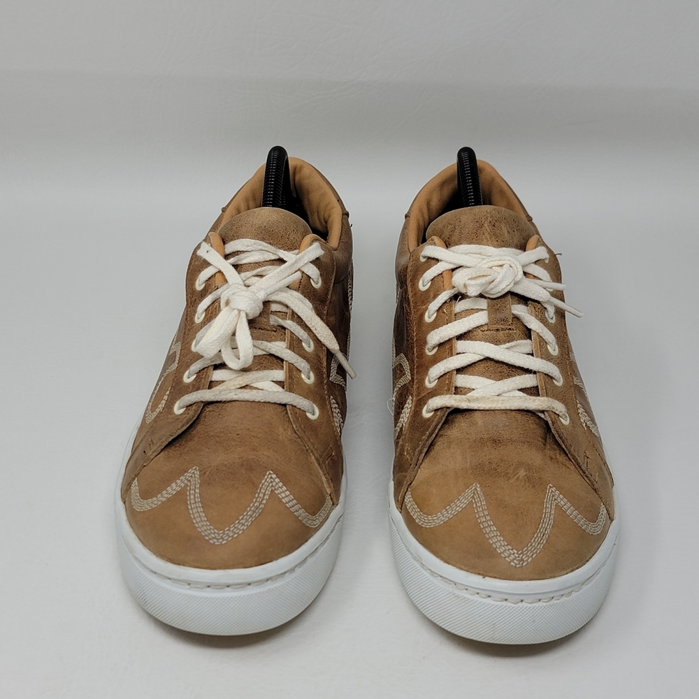Womens boot stitch leather Sneakers in Tan - Picture 7 of 11